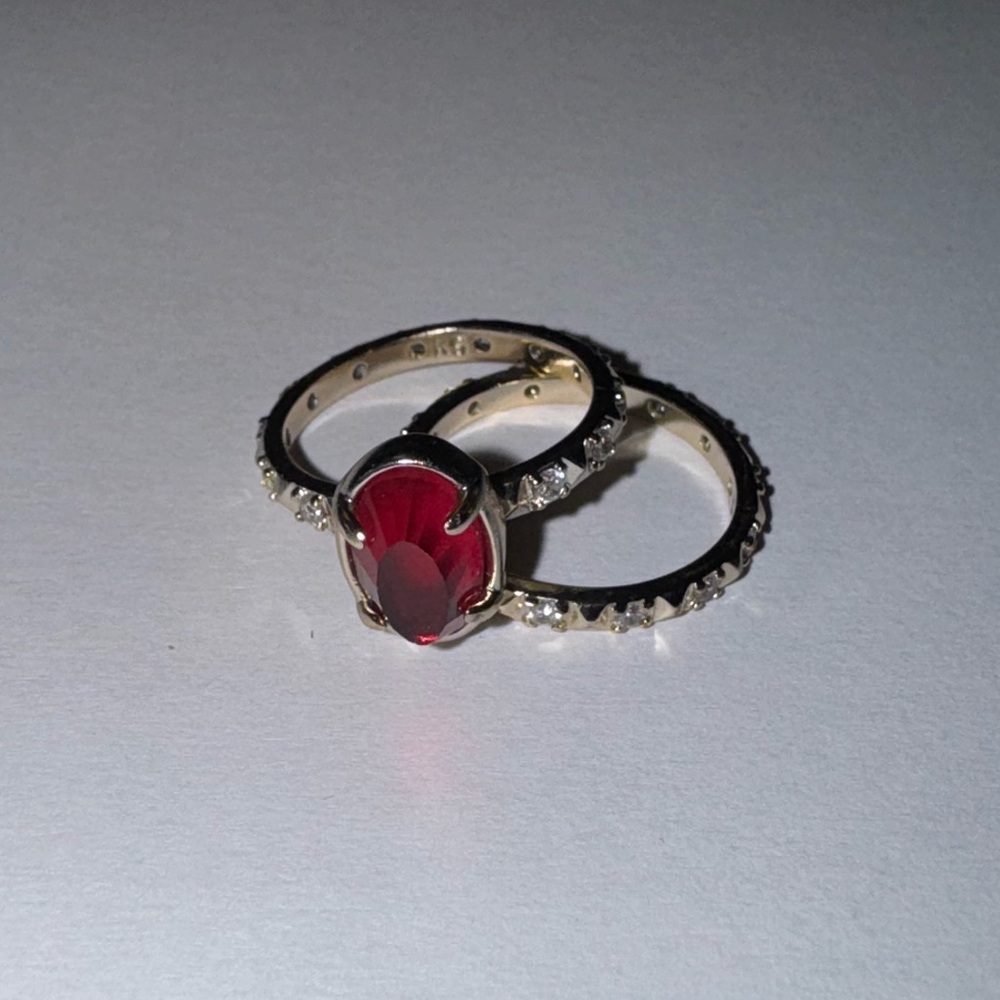NWOT Bundle of 2 Kendra Scott Gold Rings with Diamonds and Ruby